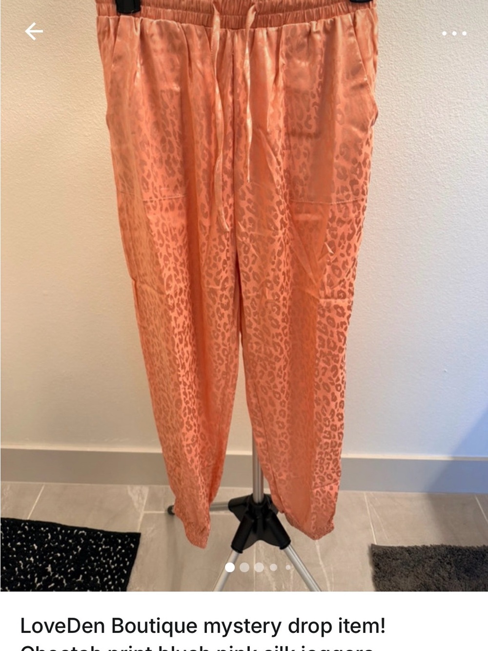 Women's Pink Satin Leopard Print Joggers